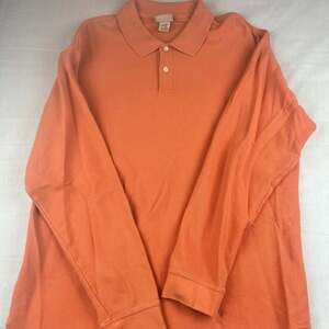 L.L.Bean Men's Orange Long Sleeve Polo Shirt